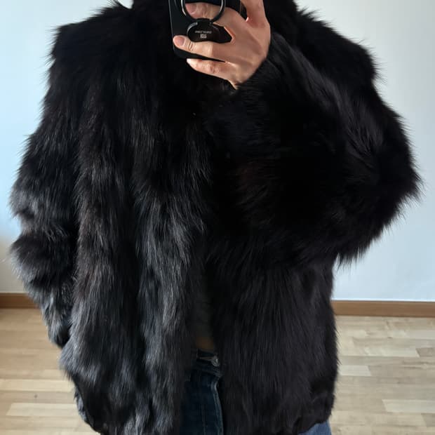 블랙 리얼 폭스 자켓 