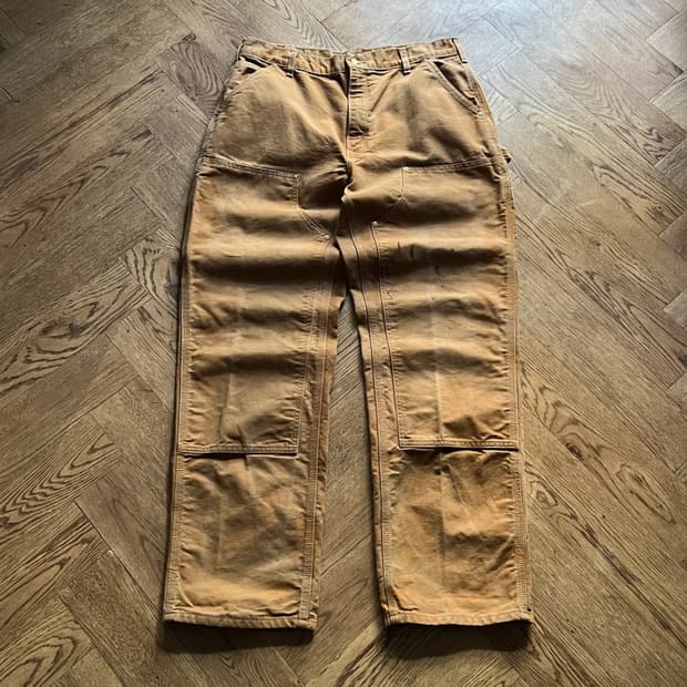 [36]칼하트 Made in USA 더티워싱 브라운 더블니 워크 팬츠