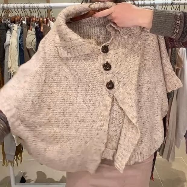 코코모리 메론빵단추 빈티지 케이프