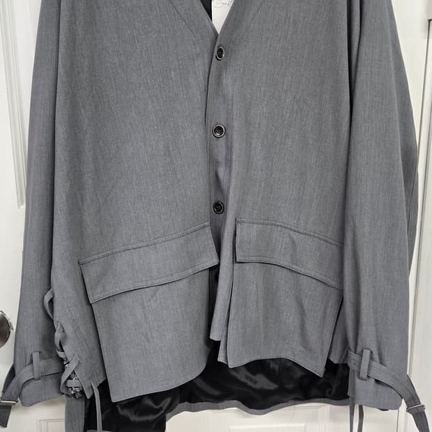 새상품)sustain 서스테인 사이드 레이스업 노카라 자켓