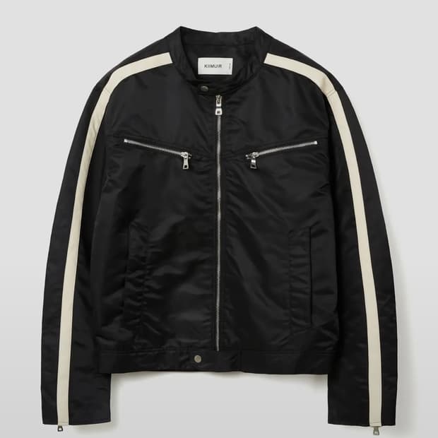 키뮤어 레더 라인 바이커 자켓_블랙