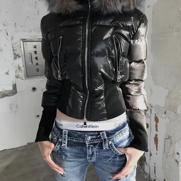 Vintage gracier zip crop puffer