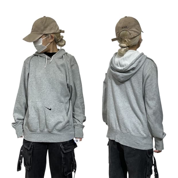 나이키 그레이 미드 스우시 후드티 M 