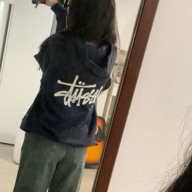 스투시네이비후드집업M