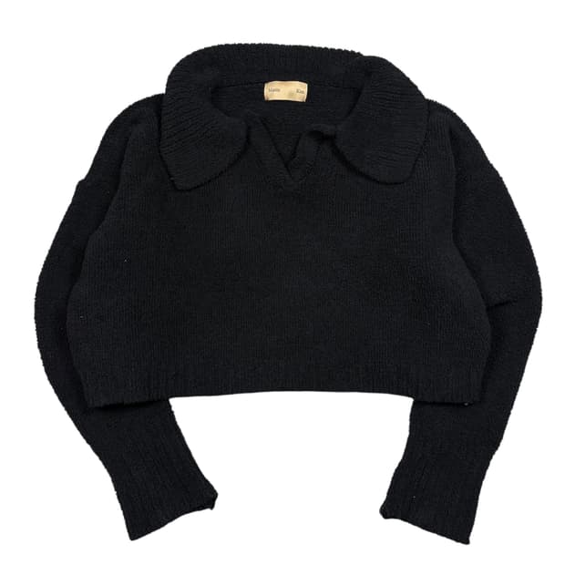 마뗑킴 블랙컬러 카라 피케 니트