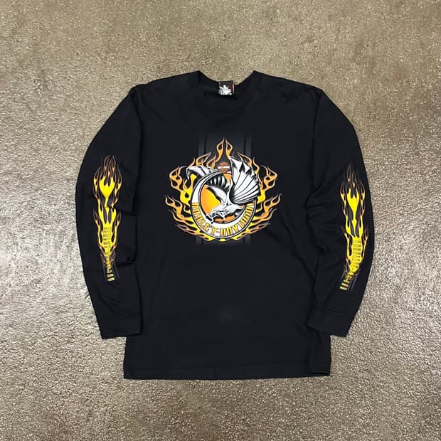 00s 할리데이비슨 플레임 프린팅 롱슬리브 (100)