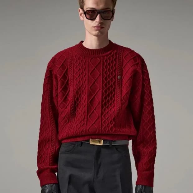 노이스 케이블 울블랜드 스웨터 레드 L사이즈