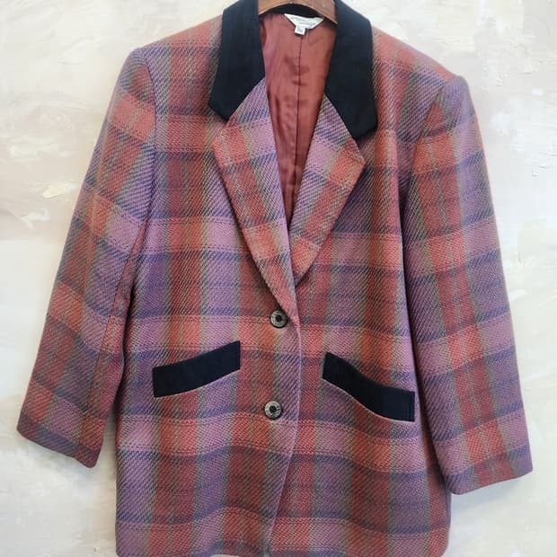 일본빈티지 울 체크 자켓