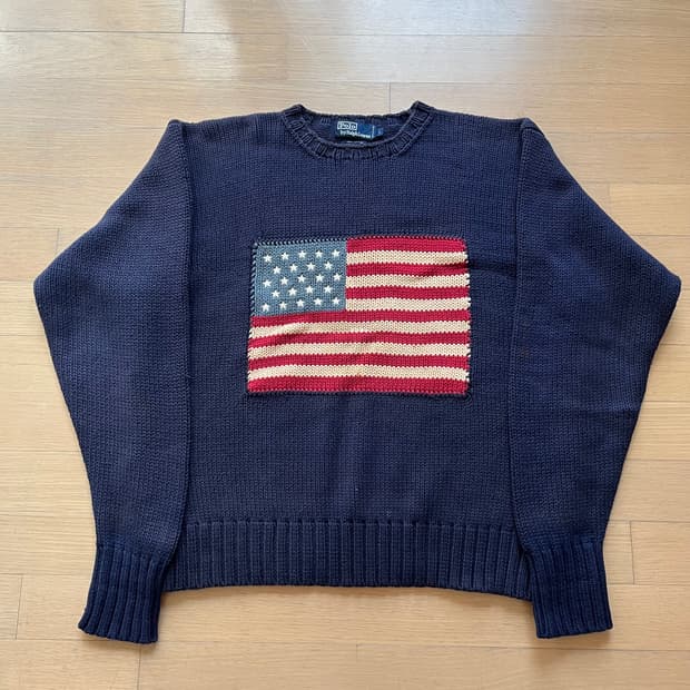 90년대 폴로랄프로렌 성조기 핸드 니트 빈티지 모델