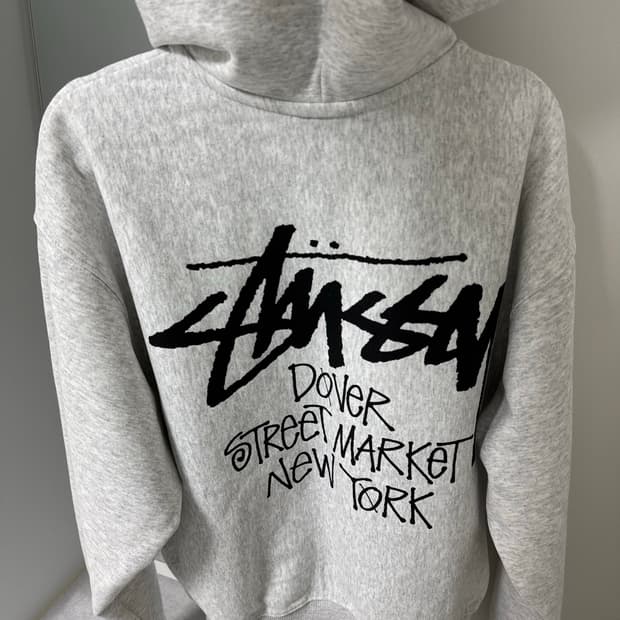 스투시 스탁 도버 스트리트 마켓 뉴욕 후드 집업 애쉬 헤더