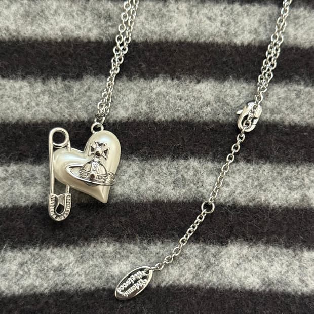 비비안웨스트우드 오리에타 하트 클립 진주 목걸이