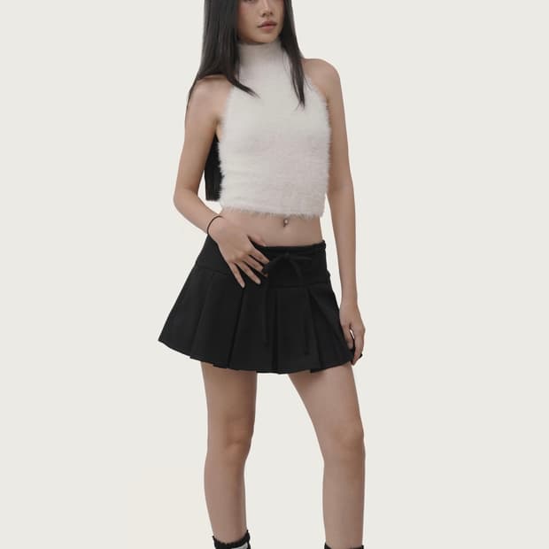 Sorbet fluffy halterneck knit