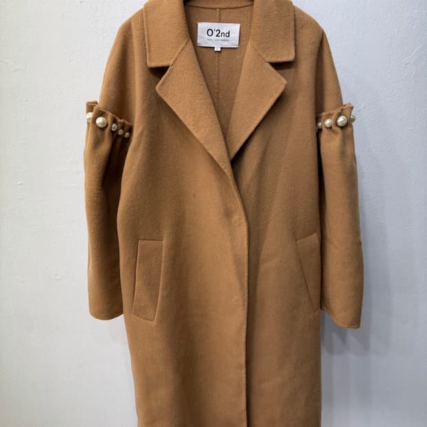 정품) O2nd 오즈세컨 한섬 캐시미어 진주 장식 코트 2(66)