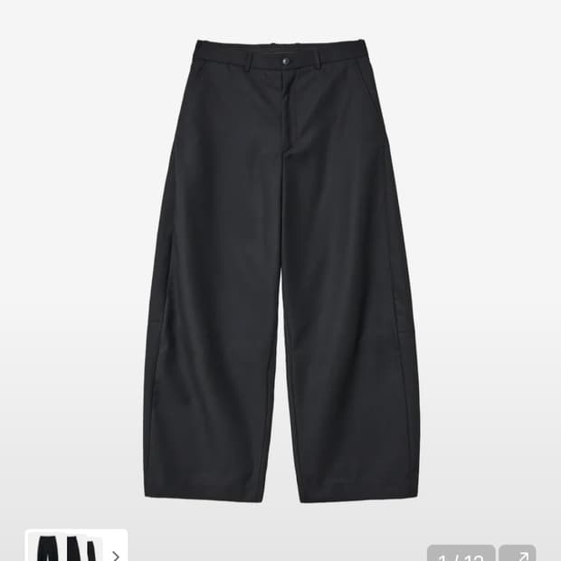 Wide Curve Trousers Wool Black