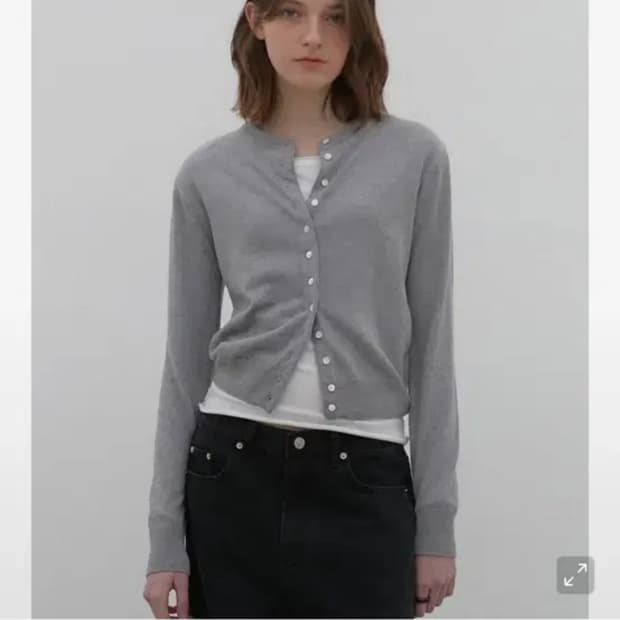 헤더먼트 모스 버튼 가디건 (멜란지 그레이)