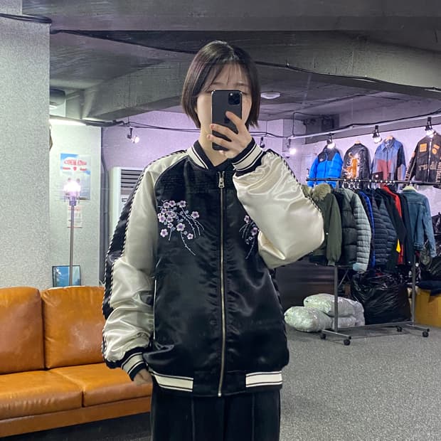 언더에어 벚꽃 스카쟌 블루종 자켓 B3885