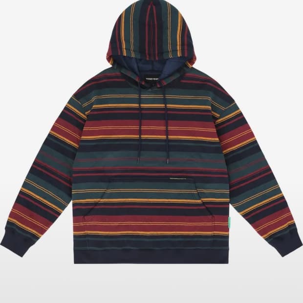 예스아이씨 Net Stripe Hoodie Navy (m)