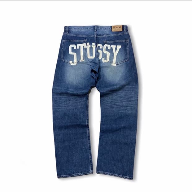 Stussy rough&rugged back printing denim