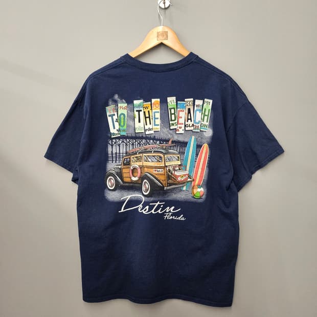 USA 90's To the beach 그래픽 프린팅 빈티지 반팔티