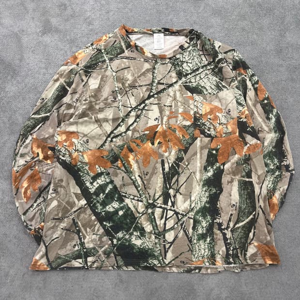 2XL 빈티지 리얼트리 카모 긴팔티