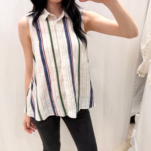 summer stripe sleeveless shirts
