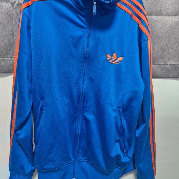 아디다스 트레포일 삼선 져지 블루 오렌지 y2k