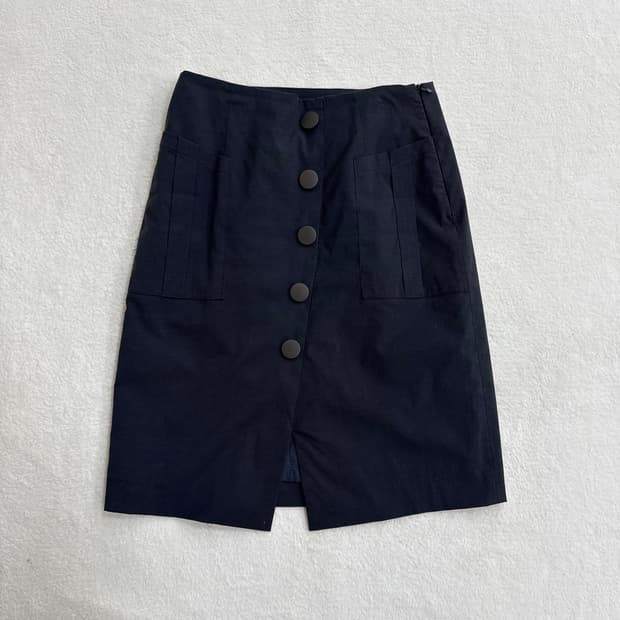 73-94 잇미샤 네이비 코튼 스커트 0316T