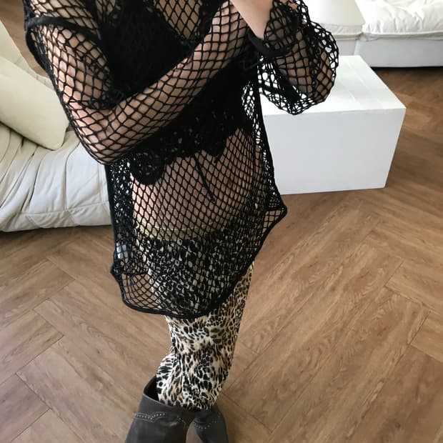 vintage black net top