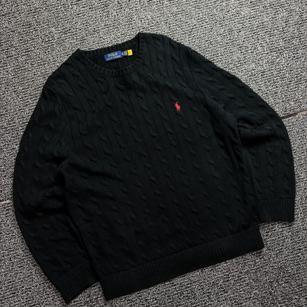 폴로 랄프로렌 신형 포니 케이블 스웨터 블랙 1908