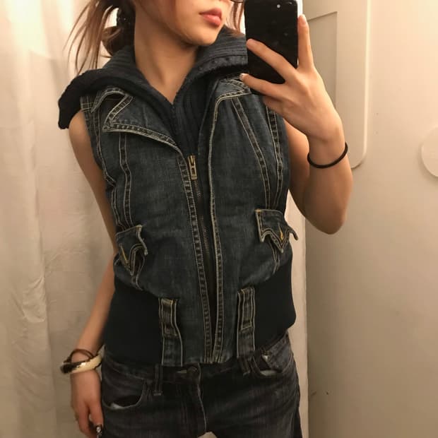 Levi’s 리바이스 갸루 펑크 하이넥 니트 데님 vest