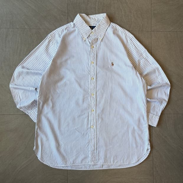 폴로 스카이블루 스트라이프 멀티 로고 셔츠
