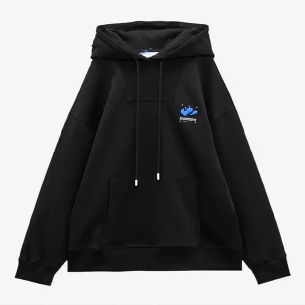 자라 x 아더에러 자수 후드 스웨트셔츠 블랙