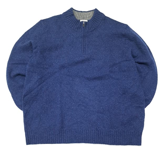 CL202 2XL 엘엘빈 셰틀랜드울 엘보패치 네이비넵 하프집업 니트