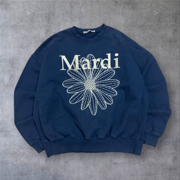 마르디 메크르디 플라워 빅로고 블루 맨투맨