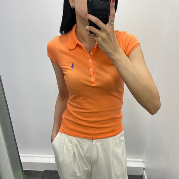 폴로 pk 카라티 오렌지 주황 여성 s