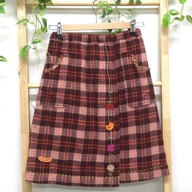 JPN/ 패치스커트 러블리스커트 스티치스커트 체크스커트 미디스커트 모리
