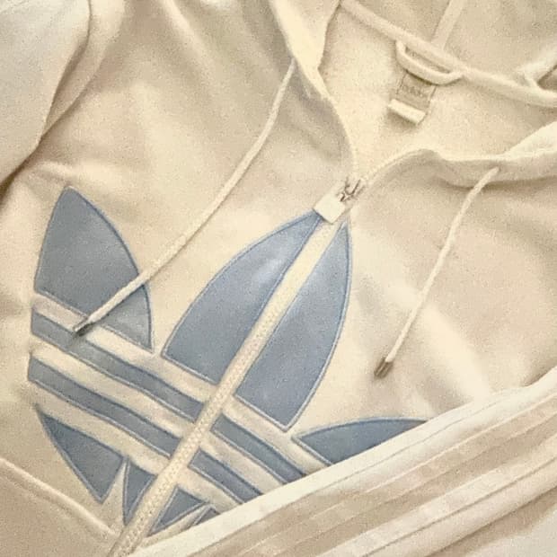 대대장급 화이트 스카이 블루 아디다스 파이어드 빅로고 후드집업 져지