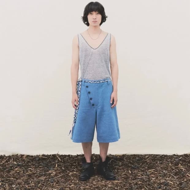 JAGORYU 자고류 레더 버튼 버뮤다 팬츠