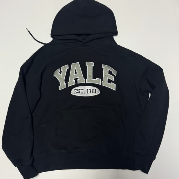 남녀공용 예일 YALE 24년도 빅 로고 오버핏 후드티 블랙 L