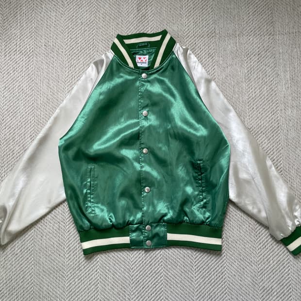 빈티지 새틴 바시티 스냅 자켓