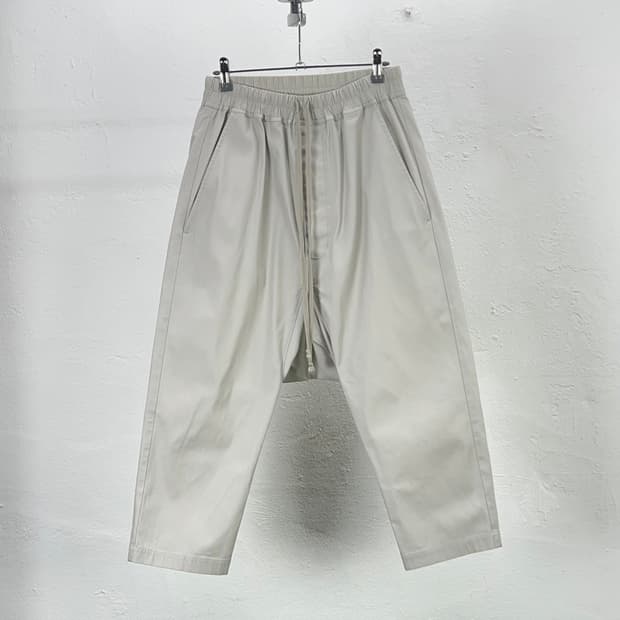 릭오웬스 21ss 베이지 코튼 드로스트링 크롭 카고 팬츠
