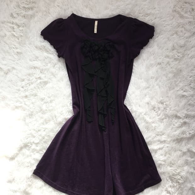 일본빈티지 퍼플 로맨틱 니트 원피스