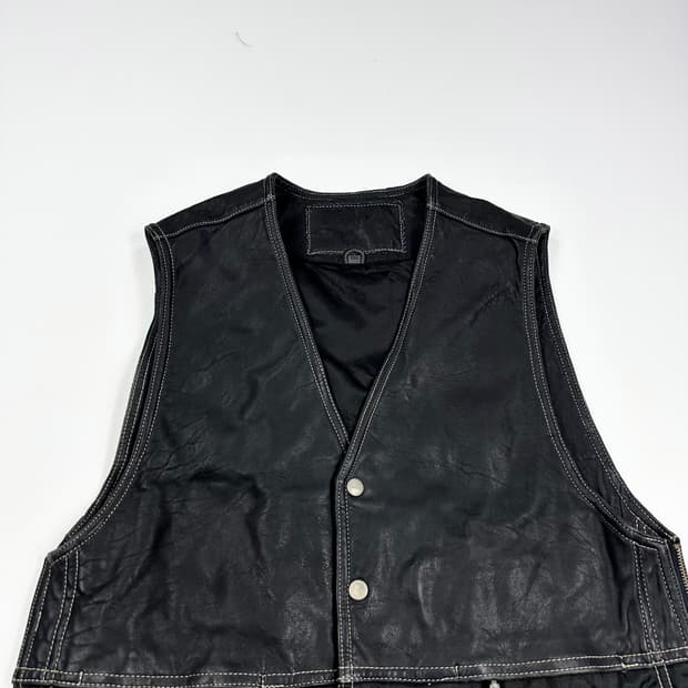 VTG 빈티지 블랙 가죽 조끼 베스트 (L)