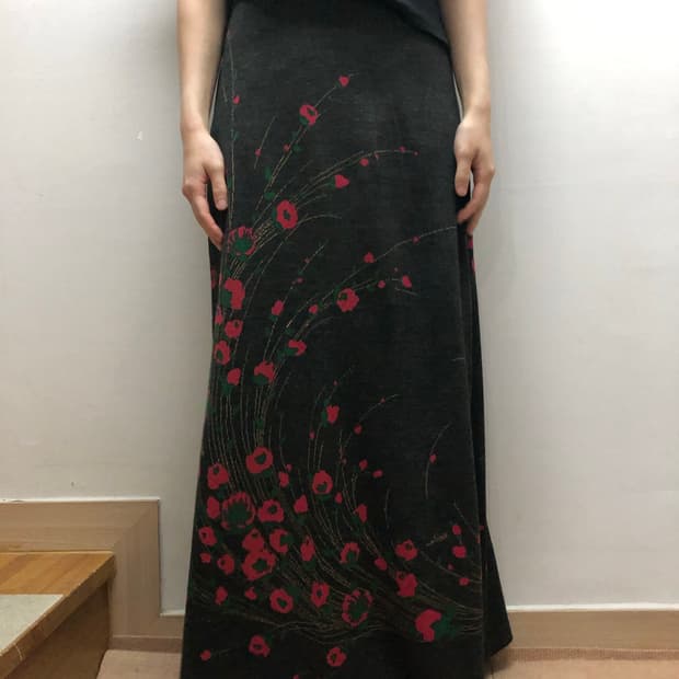 빈티지 딥그레이 오리엔탈 롱 스커트