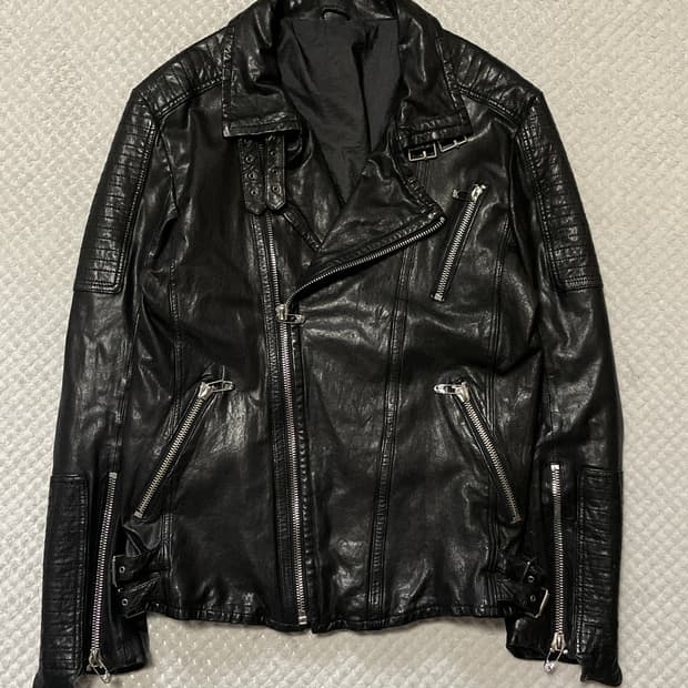 아티잔 무드 램스킨 양가죽 바이커 레더 자켓 