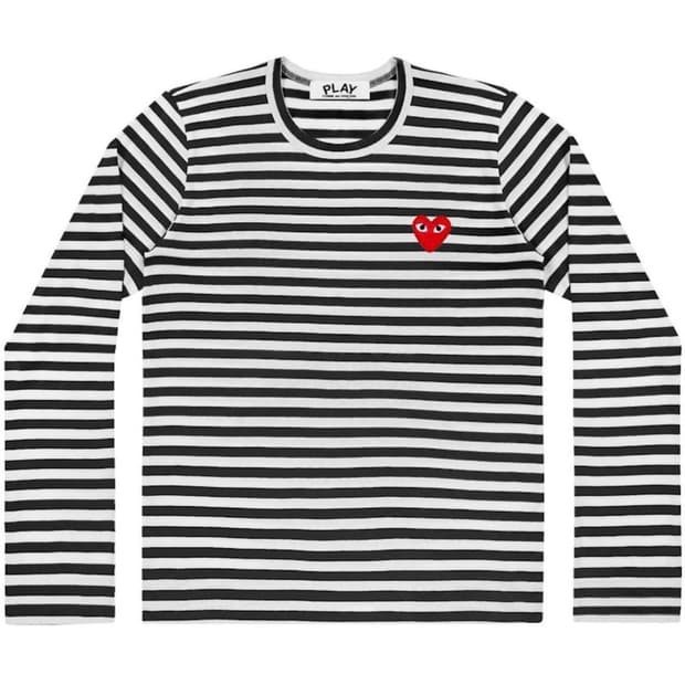 꼼데가르송 PLAY Red Heart Striped Long Sleeve