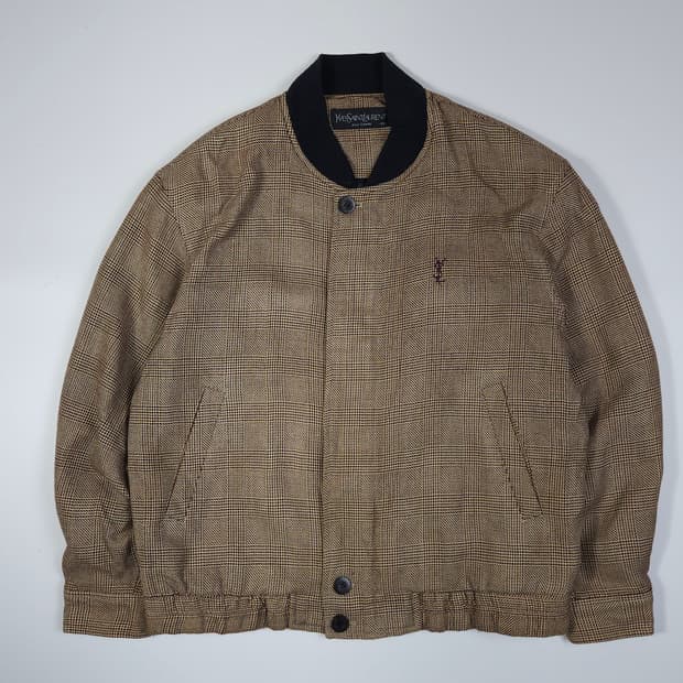 YSL 입생로랑 체크 블루종 자켓