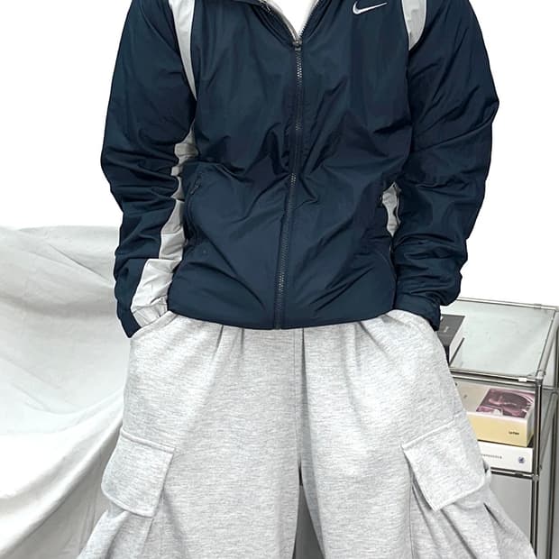 나이키 00s 네이비 그레이 배색 바람막이 L