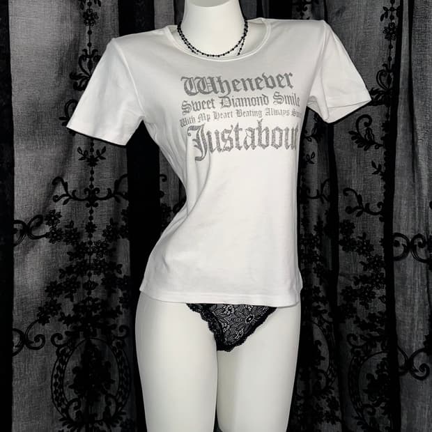 white lettering glitter short sleeve
