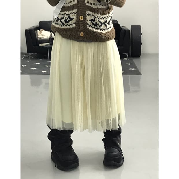 Jpn Ivory see-through midi skirt